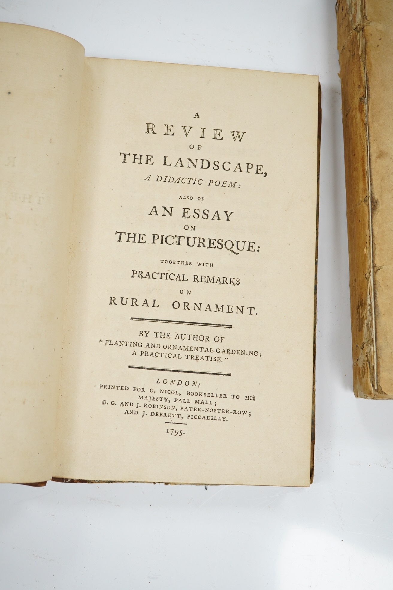 Marshall, William - The Management of Landed Estates....folded plan, engraved text illus.; original boards, uncut. 1806; [Marshall, William] A Review of the Landscape, a Didactic Poem: also of An Essay on the Picturesque